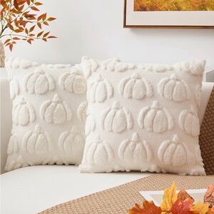 Elegant Pumpkin Cream Accent Pillow Case x2 NWT